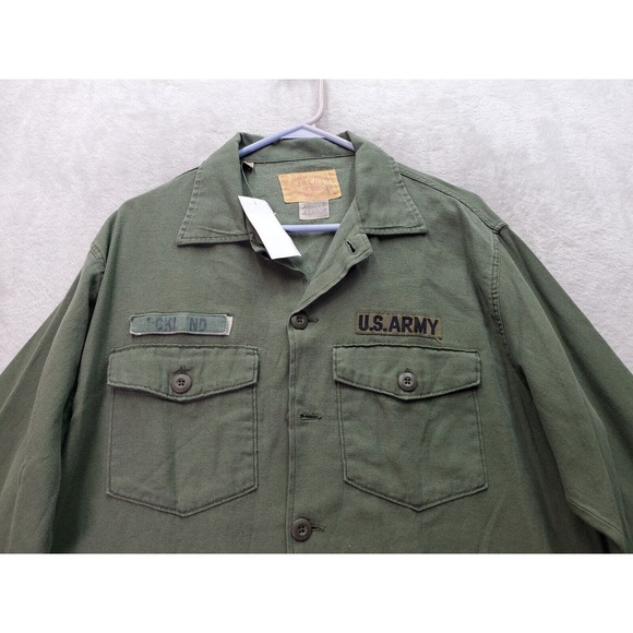 JACHS Us Army Eckland Shacket Men XL Green American Standard Collar Button Front - Picture 3 of 8